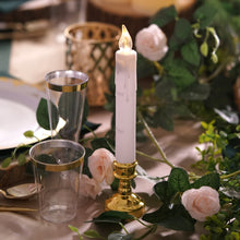 White Flickering Flameless LED 10 Inch Taper Candles With Removable Gold Candle Holders Set Of 6