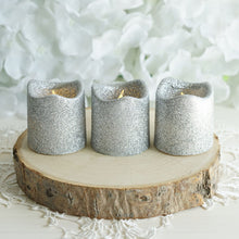 12 Pack - Silver Glitter Flameless Candles LED - Battery Operated Votive Candles