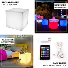 Cordless Rechargeable LED Illumination 15.5 Inch Furniture Stool