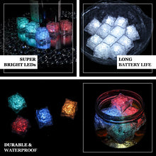 12 Pack 7 Color Changing Light Up LED Submersible  Waterproof Ice Cubes With & On/Off Switch