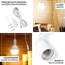15 Feet Hanging Lantern Extension Power Cord Plug E26 Socket With On & Off Switch