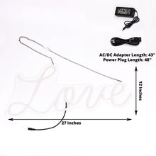 27 Inch Love LED Sign Reusable Neon Lights Wall Décor with 5 Feet Hanging Chain