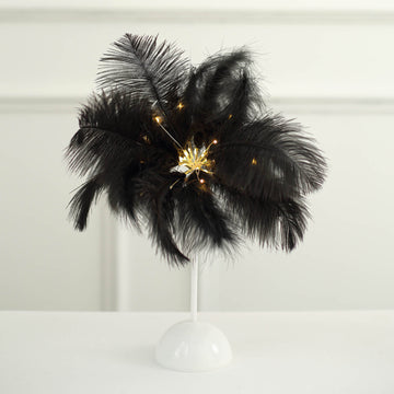 Introducing the LED Black Ostrich Feather Table Lamp: Modern Elegance for Your Home