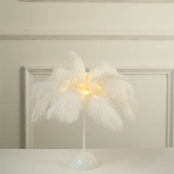 Illuminate Your Space with the LED White Ostrich Feather Table Lamp