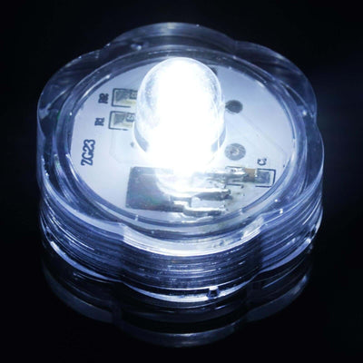 LED light with transparent casing, illuminating from the center.