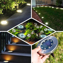 Waterproof 12 LED Warm White Solar Disk Garden Lights 4 Pack