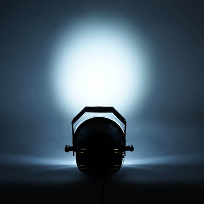 Stage lighting spotlight with a bright beam, ideal for performances.