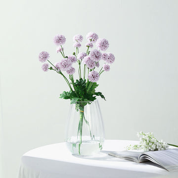 2 Bushes Lavender Lilac Artificial Mums Spray, Faux Chrysanthemum Flower Bouquet 33"