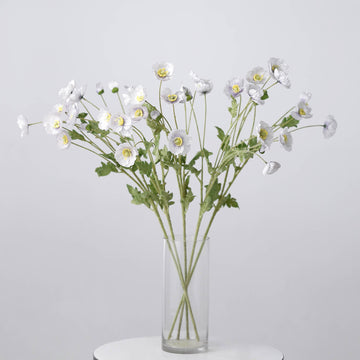 2 Stems | 33" Lavender Lilac Artificial Poppy Silk Flowers, Faux Poppies Bouquet Centerpiece Decor