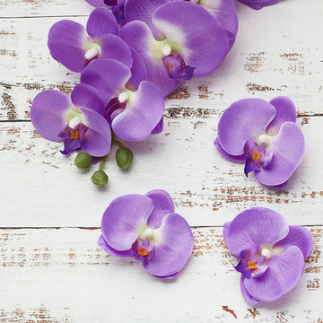 20 Flower Heads | 4" Lavender Lilac Artificial Silk Orchids DIY Crafts
