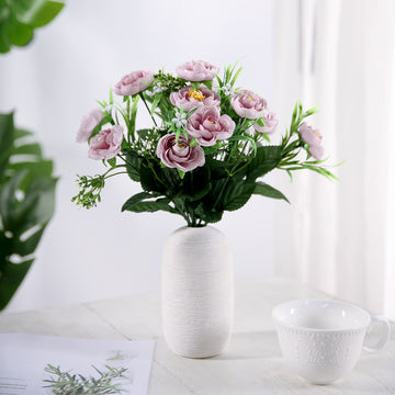 4 Bushes Lavender Lilac Artificial Silk Peony Flower Bouquet Arrangement
