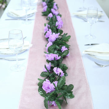 Lavender Lilac Artificial Silk Rose Garland UV Protected Flower Chain 6ft