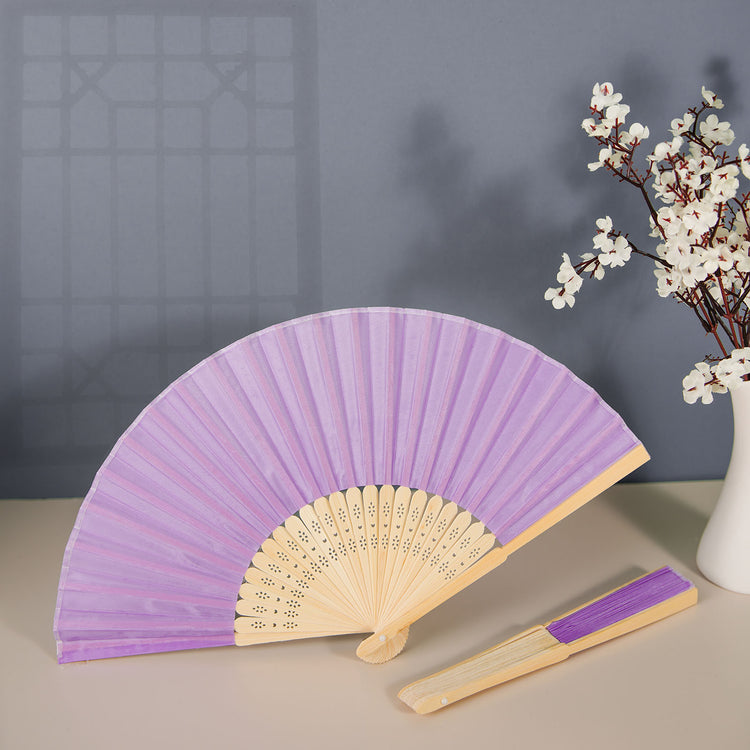 5 Pack | Lavender Lilac Asian Silk Folding Fans Party Favors