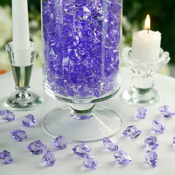 300 Pack | Lavender Lilac Large Acrylic Ice Bead Vase Fillers, DIY Craft Crystals