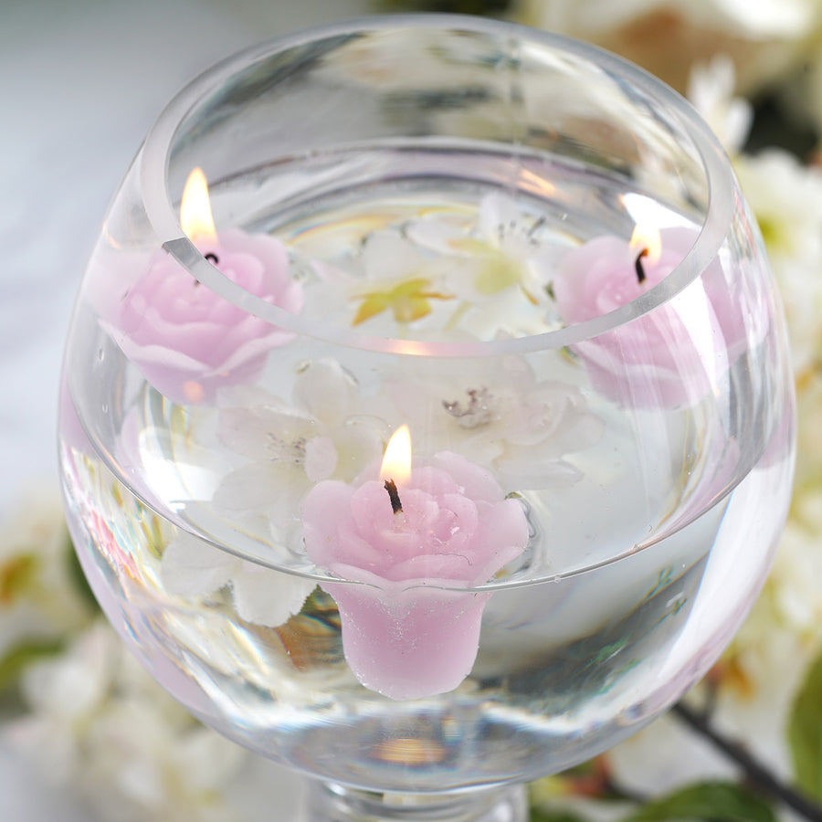 12 Pack | 1inch Lavender Lilac Mini Rose Flower Floating Candles Wedding Vase Fillers