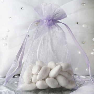 Elegant Lavender Lilac Organza Drawstring Wedding Party Favor Gift Bags 4"x6"