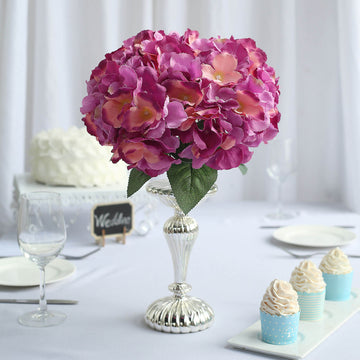 5 Bushes Lavender Lilac / Pink Artificial Silk Hydrangea Flower Bouquets