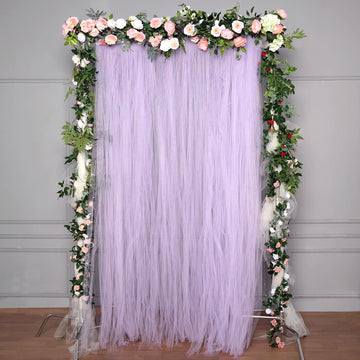 Lavender Lilac Reversible Sheer Tulle Divider Backdrop Curtain Panel With Satin Header, Rod Ready Photo Booth Event Drapes - 5ftx10ft