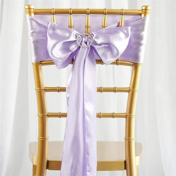 5 Pack Lavender Lilac Satin Chair Sashes 6"x106"