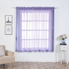 2 Pack Lavender Sheer Organza Window Panels With Rod Pocket 52 Inch x 64 Inch
