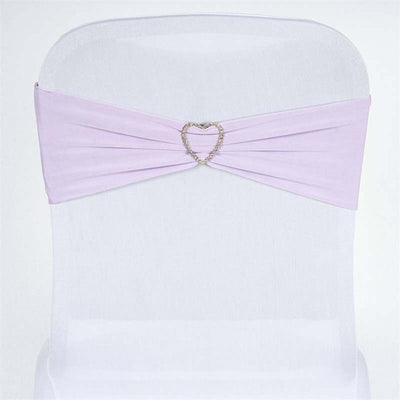 Lavender chair sash with heart-shaped rhinestone buckle