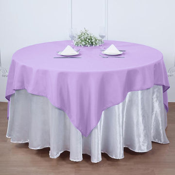 Elevate Your Event Decor with a Lavender Lilac Square Seamless Polyester Table Overlay