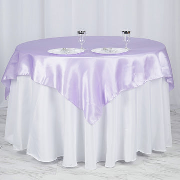 60"x60" Lavender Lilac Square Smooth Satin Table Overlay
