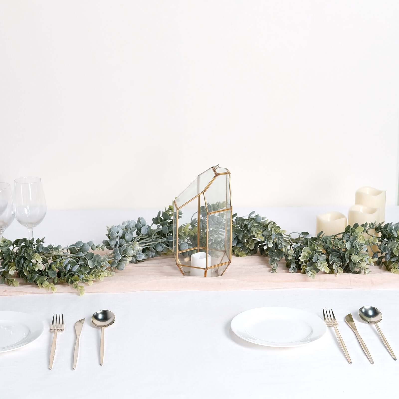 faux hanging eucalyptus plant 6Ft Lifelike Frosted Green Artificial Eucalyptus Leaf Garland Plant, Waterproof Faux Hanging Vine - B
