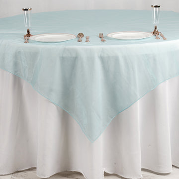 Light Blue Organza Square Table Overlay 72"x72"