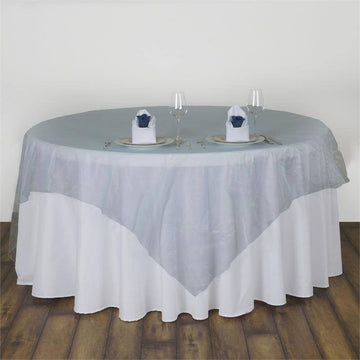 Light Blue Organza Table Square Overlay 90" x 90"