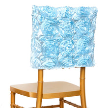 Chiavari 16 Inch Light Blue Satin Rosette Chair Caps Back Covers