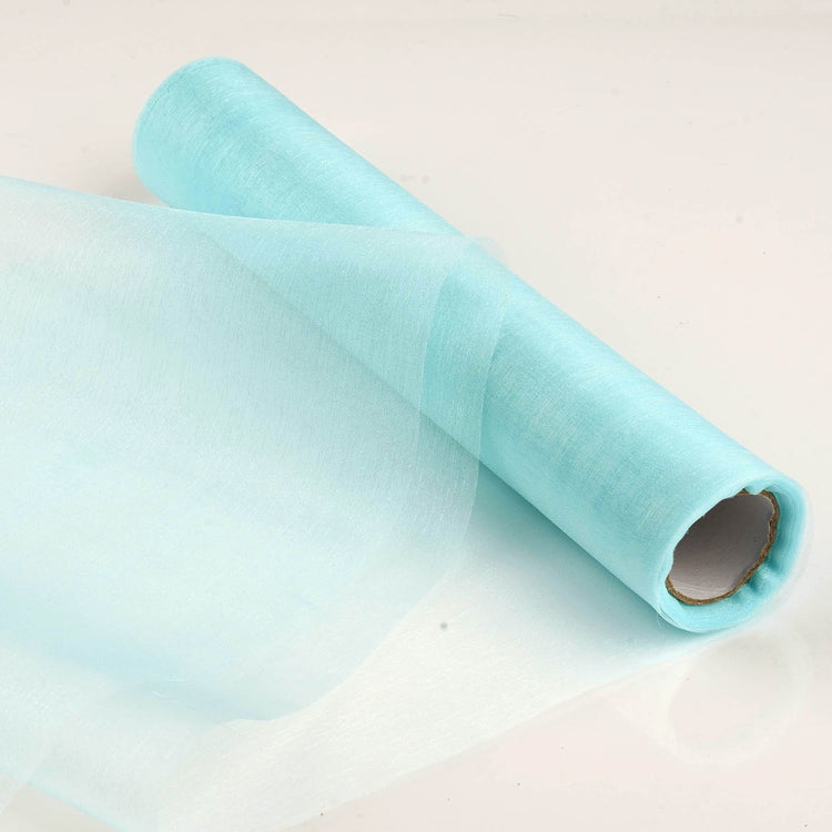 12inch x 10yd | Light Blue Sheer Chiffon Fabric Bolt, DIY Voile Drapery Fabric