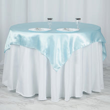 Light Blue Square Smooth Satin Table Overlay 60 Inch x 60 Inch