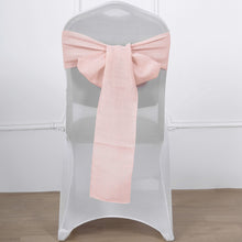 5 Pack Blush & Rose Gold Slubby Textured Linen Wrinkle Resistant Chair Sashes
