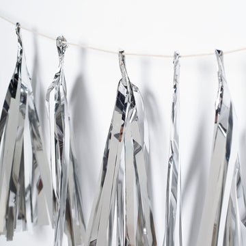Add Sparkle to Your Party with Metallic Silver Foil Tassels Fringe Garland