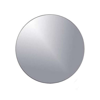 Round wall mirror with a sleek design and reflective surface.