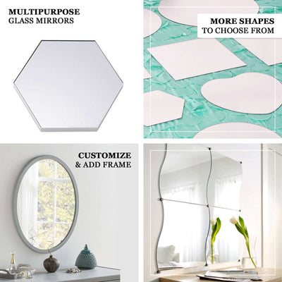 Multipurpose glass mirrors in various shapes for customization and framing options.