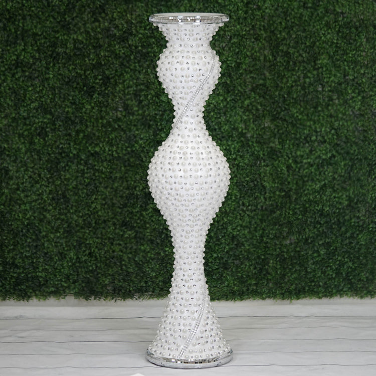 40 inch Magical Mermaid Style Mirror Mosaic and Pearl Studded Floor Vase