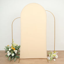 7 Feet Matte Beige Spandex Round Top Arch Cover Stand