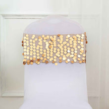 Matte Champagne Chair Sashes with Payette Sequins on Mesh