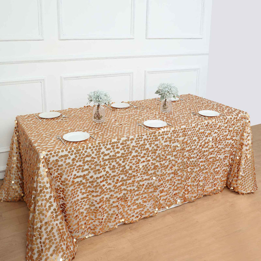 90X132 Inch Size Sequin Mesh Tablecloth Matte Champagne