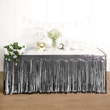 30 Inch x 9 Feet Matte Charcoal Gray Metallic Foil Fringe Tinsel Table Skirt