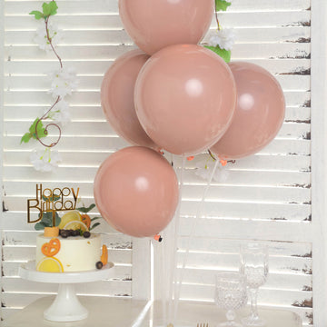 25 Pack Matte Dusty Rose Double Stuffed Prepacked Latex Balloons 10"