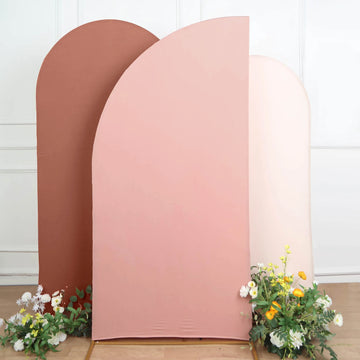 7ft Matte Dusty Rose Fitted Spandex Half Moon Wedding Arch Cover, Custom Fit Chiara Backdrop Stand Cover