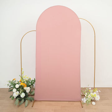 7ft Matte Dusty Rose Spandex Fitted Wedding Arch Cover For Round Top Chiara Backdrop Stand