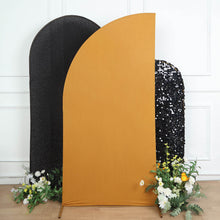 7ft Matte Gold Fitted Spandex Half Moon Wedding Arch Cover