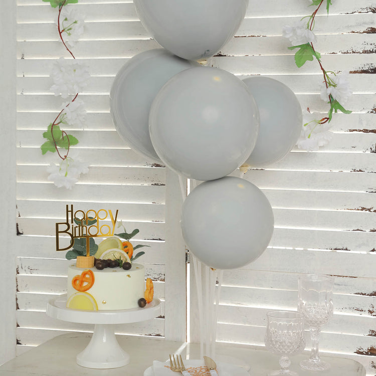 25 Pack 10 Inch Gray Double Stuffed Latex Balloons