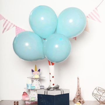 25 Pack Matte Pastel Light Blue Helium/Air Latex Party Balloons 10"
