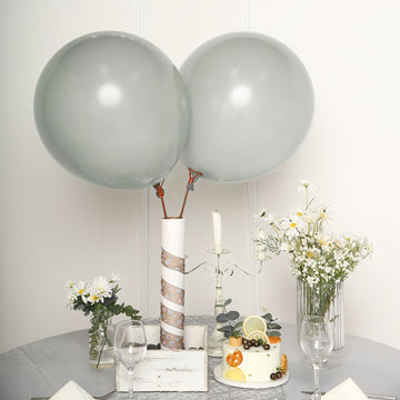 10 Pack Matte Pastel Silver Helium or Air Latex Party Balloons 18"