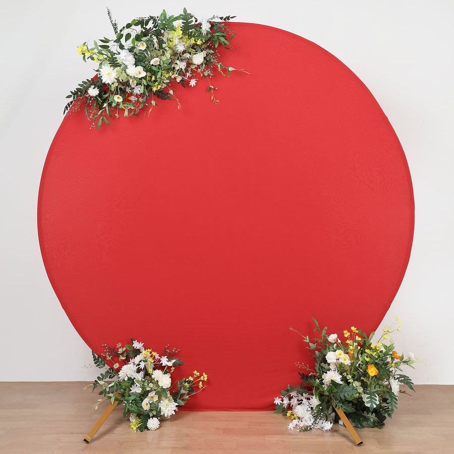 7.5 Feet Matte Red Round Spandex Wedding Backdrop Stand Cover